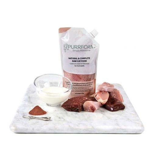 Complete weaning paste for kittens. Farmed Rabbit &amp; ground bone, with Beef Trim, Beef Liver &amp; pasteurised whole goats milk 450g Pouch
