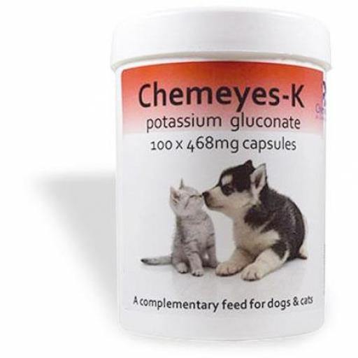 Chemeyes-K Potassium Supplement -100 Capsules for Dogs and Cats
