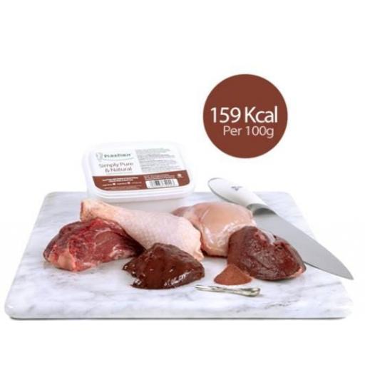 Beef trim & chicken, ground bone with ox heart & beef liver (Kitten food) 450g Tub